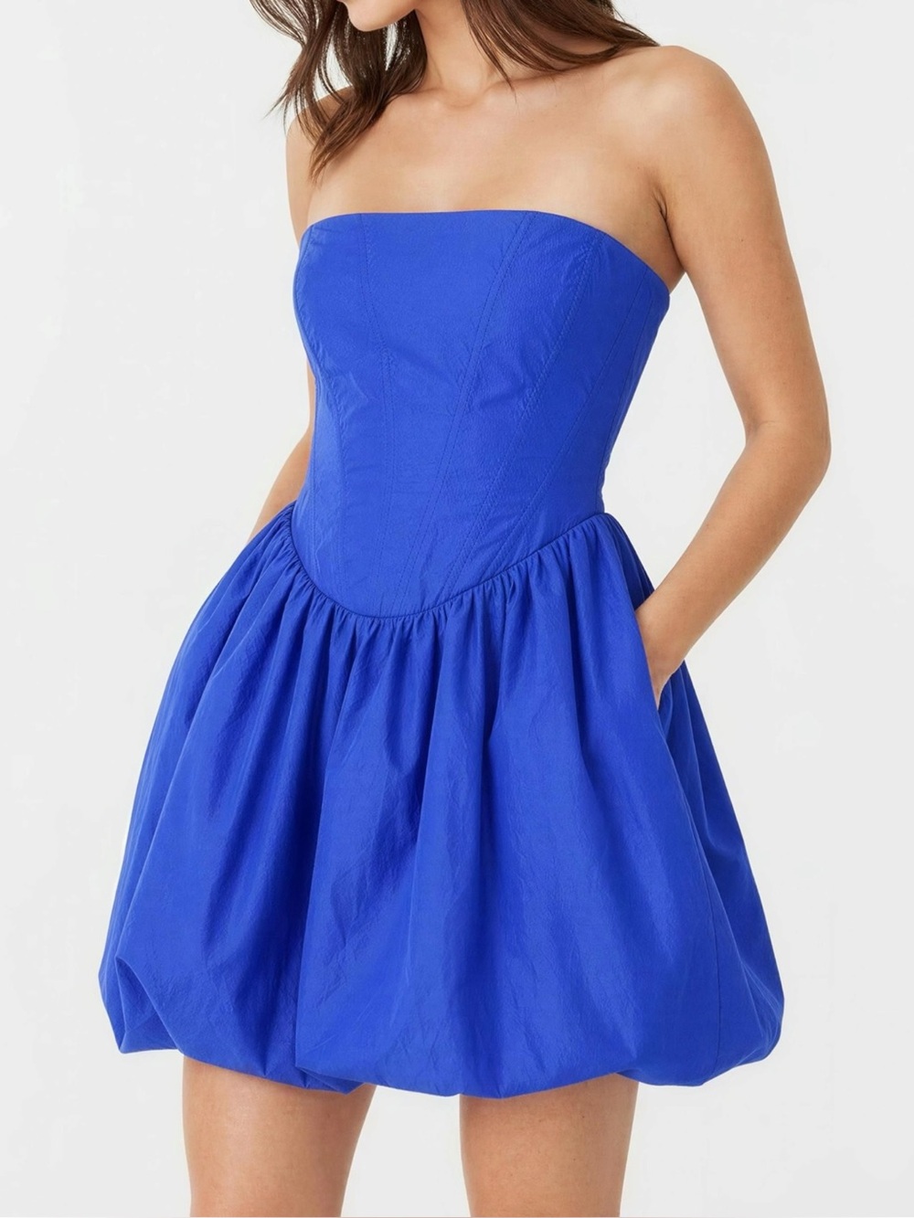 AMANDA UPRICHARD Pompeo Strapless Mini Dress, Cobalt, Medium